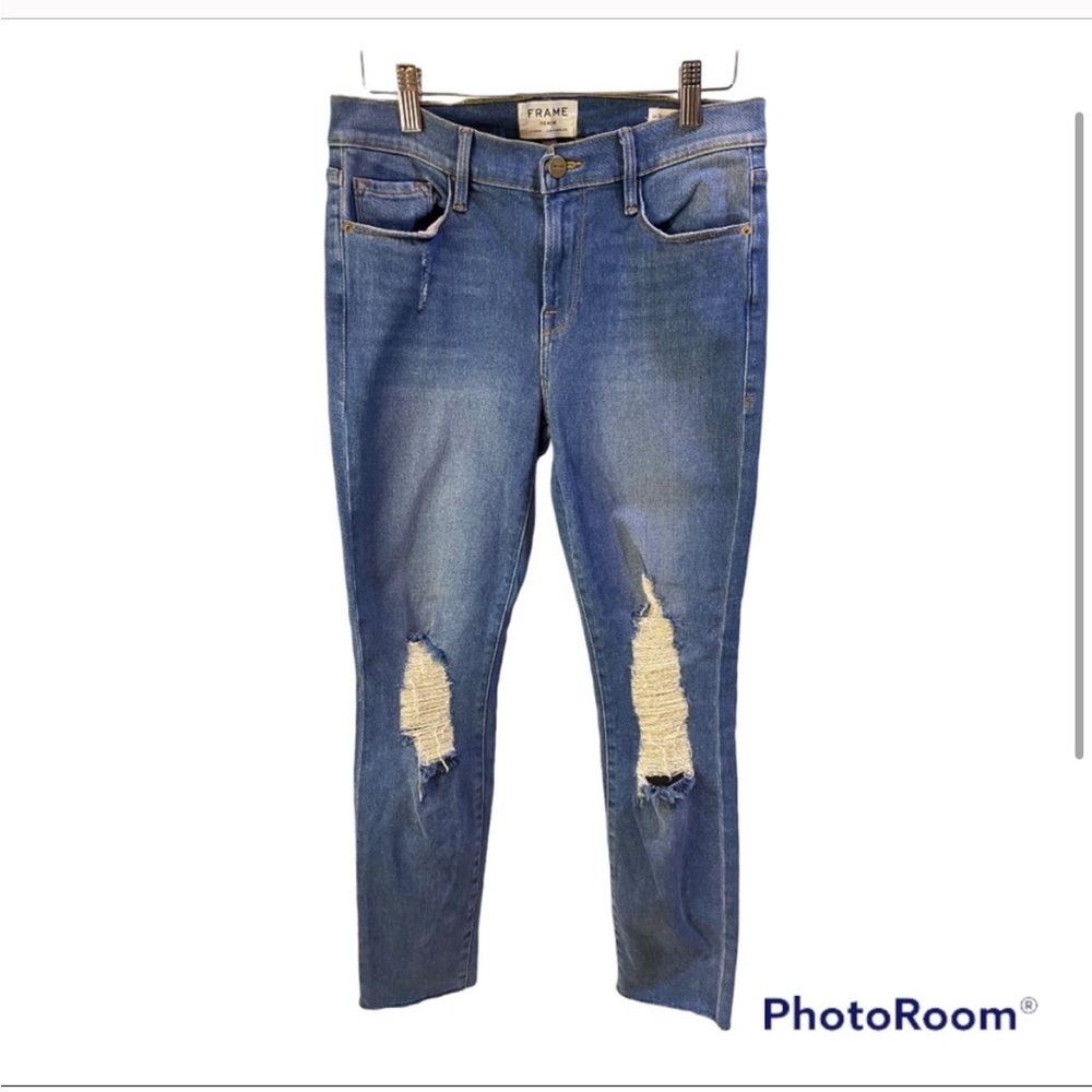 Frame Denim Le Skinny De Jeanne Skinny Crop Jean - Sz29 EUC-Distressed raw hem☀️ - Picture 8 of 16